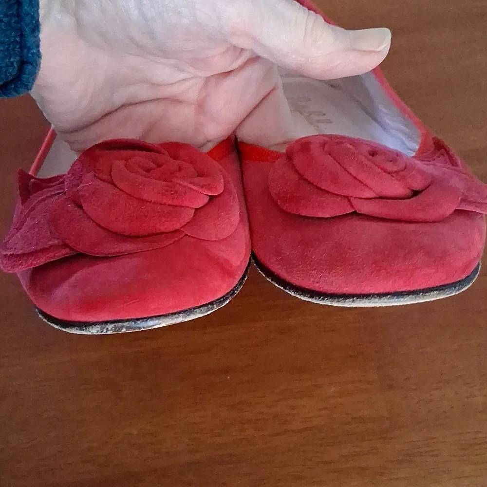 Pretty Ballerinas Red Suede Ballet Flats Leather Made In Spain sz 37 (US 6.5M) - Picture 6 of 9